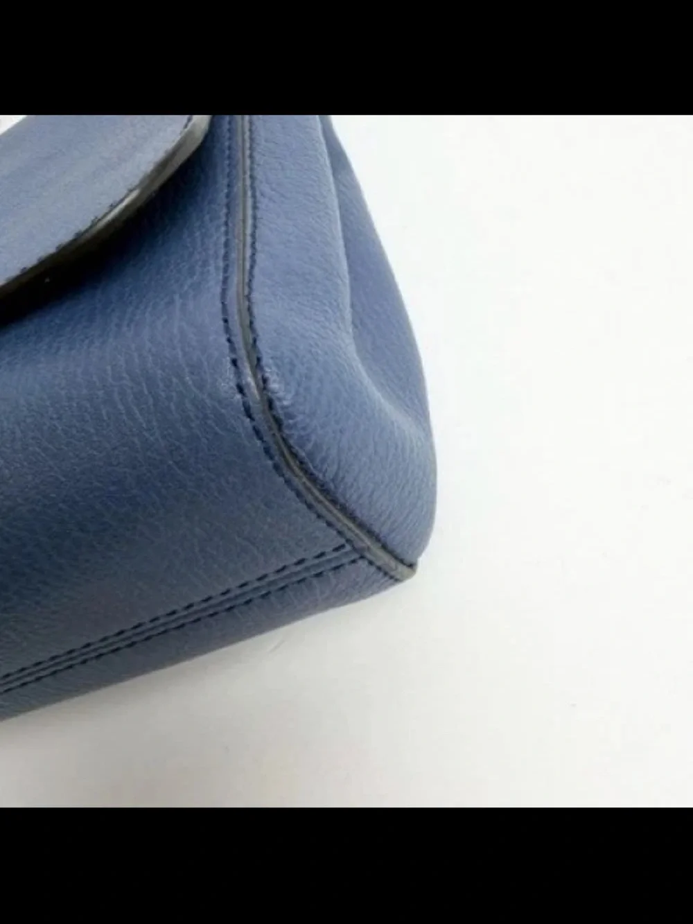 Mulberry Navy Blue Leather Crossbody with Silver Chain